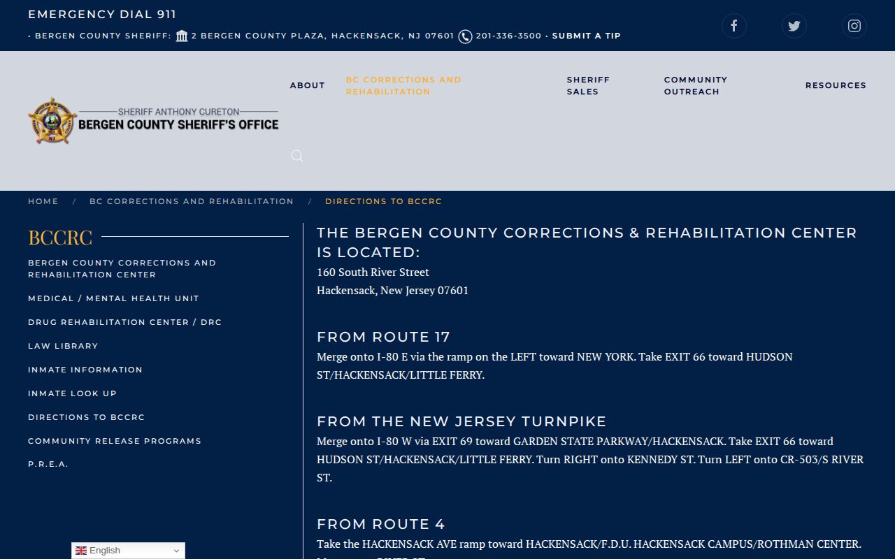 Bergen County release planning directions for BCCRC